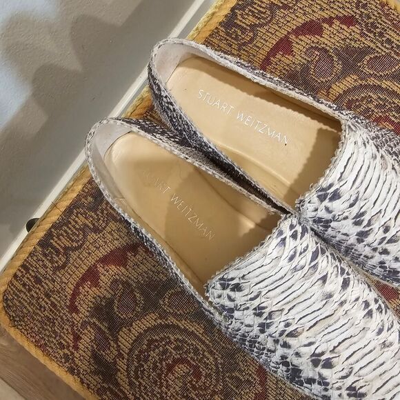 Stuart Weitzman Women's Caralan Snake Print Leather Slip On Espadrille Size 8 - Picture 4 of 11